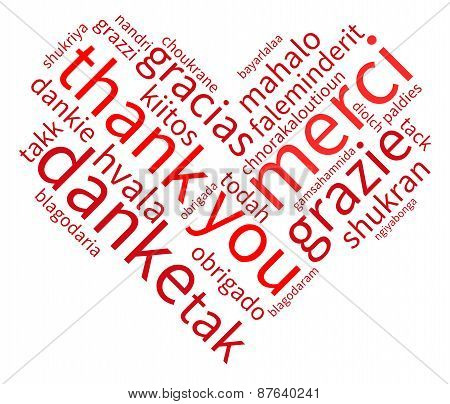 Heart Shaped Thank You Word Cloud