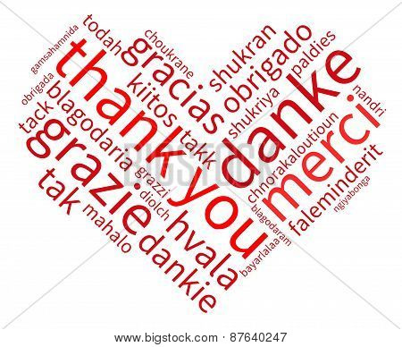 Heart Shaped Thank You Word Cloud