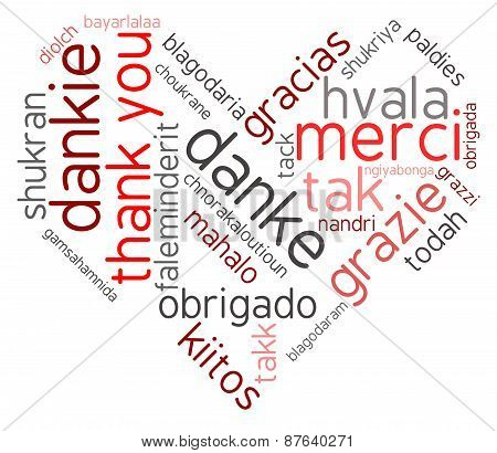 Heart Shaped Thank You Word Cloud