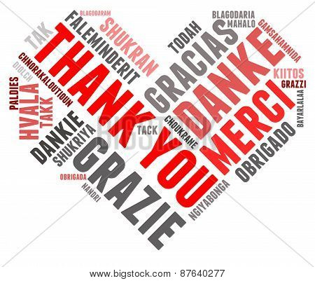 Heart Shaped Thank You Word Cloud
