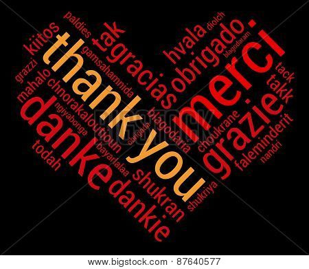Heart Shaped Thank You Word Cloud