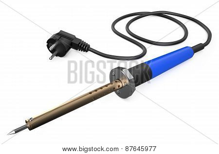 Soldering Iron With Blue Handle