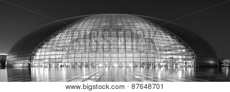 BEIJING, CHINA - APR 3: National Centre for the Performing Arts NCPA at night on April 3, 2013 in Beijing, China. Cost 2.8B CNY, it seats 5,452 people. The first performance was held in December 2007