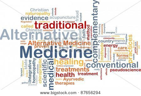 Background text pattern concept wordcloud illustration of alternative medicine
