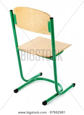 Wooden school chair, isolated on white 