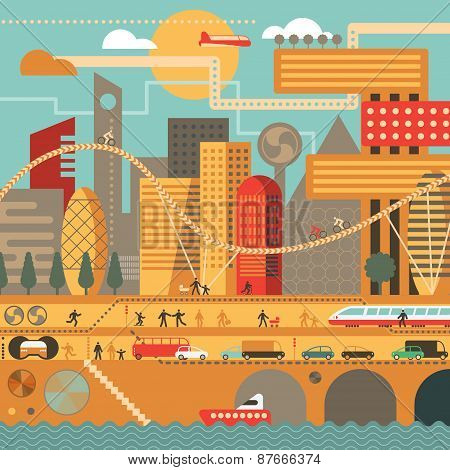 Future City In Warm Colors