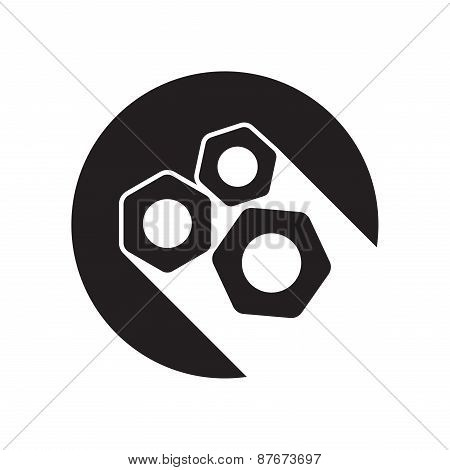 Black Icon With Nuts And Stylized Shadow
