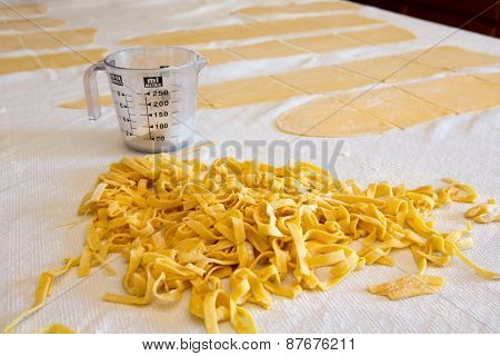 Heap Of Freshly Made Fettuccine Pasta