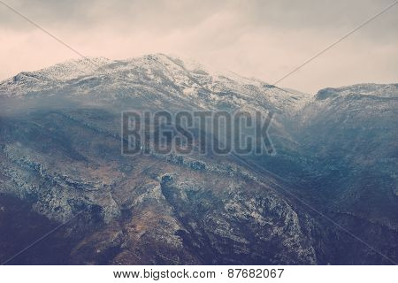 View Over Misty Montain Rock In The Moraca River Canyon In North