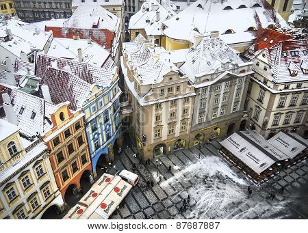 The View Over The Houses And The Roofs From The Top Of Staromestska