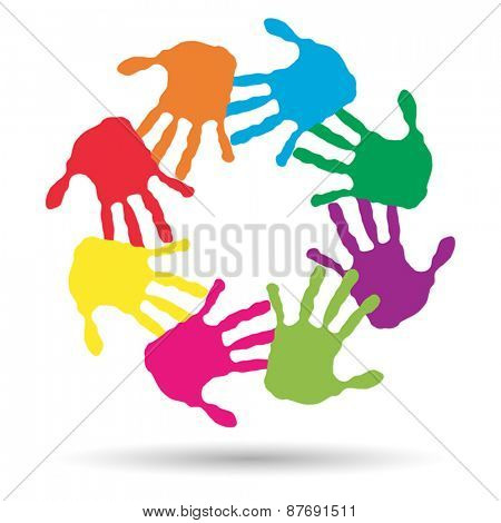 Vector concept or conceptual circle or spiral set made of colorf
