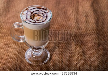 A cup of coffee on the table. Coffee brewed in Arabic