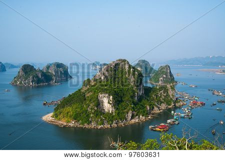 Seascape from high view in Halong bay, Vietnam