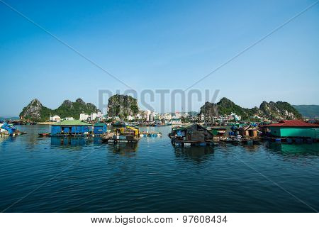 Beautiful seascape with boats in Halong bay