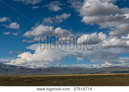 Mountains Steppe Sky Clouds