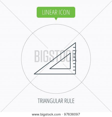 Triangular ruler icon. Straightedge sign.