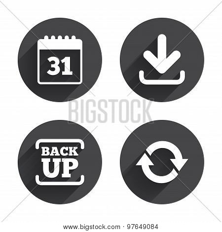 Download and Backup signs. Calendar, rotation