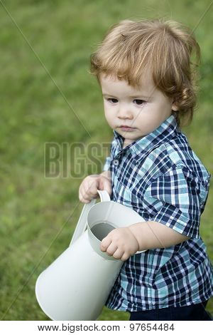 Pretty Boy With White Watering-pot