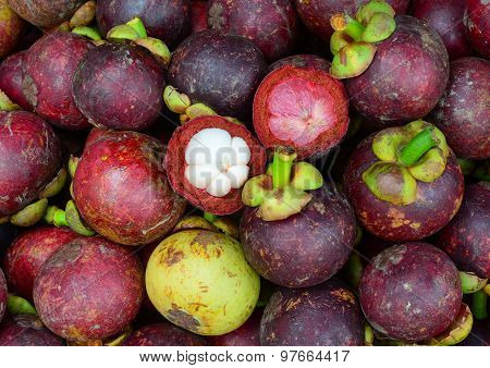 Fresh Organic Mangosteen Fruits At The Market
