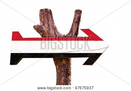 Yemen Flag wooden sign isolated on white background