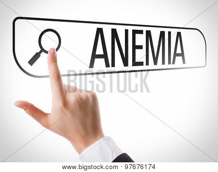 Anemia written in search bar on virtual screen