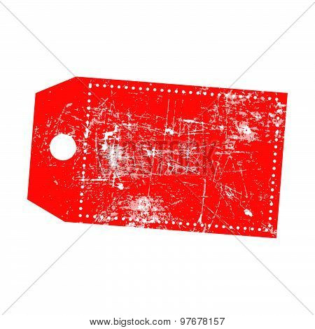Illustration Vector Grunge Stamp Of Empty Red Price Tag With Marks Of Omission