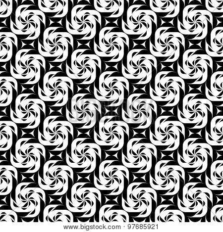 Black And White Geometric Seamless Pattern Twist Stylish, Abstract Background.