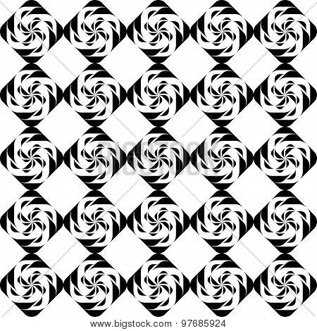 Black And White Geometric Seamless Pattern Twist Stylish, Abstract Background.