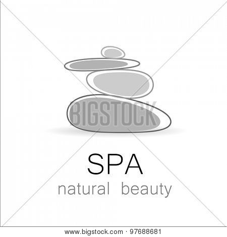 SPA - template logo for Spa lounge, beauty salon, massage area, yoga center, natural cosmetics etc.. The balancing cairn - a symbol of harmony, tranquility and relaxation.