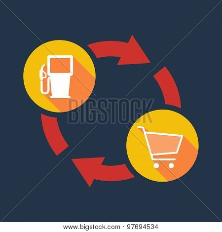 Exchange Sign With A Gas Pump And A Shopping Cart