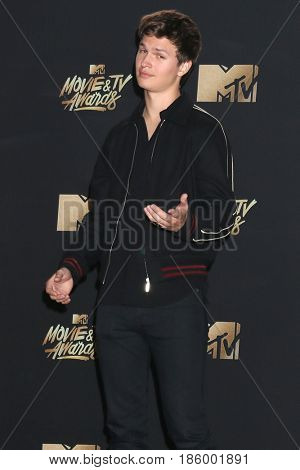 LOS ANGELES - MAY 7:  Ansel Elgort at the MTV Movie and Television Awards on the Shrine Auditorium on May 7, 2017 in Los Angeles, CA