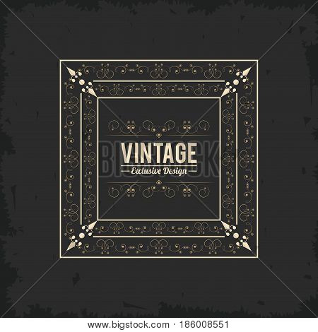 vintage exlusive design luxury golden floral sticker vector illustration