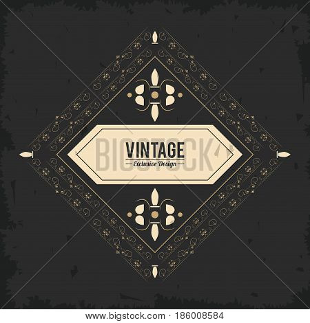 vintage exlusive design luxury golden floral sticker vector illustration