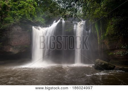 Haewsuwat waterfall at Khao Yai National Park Thailand.(The World Heritage of nature)