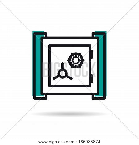 Vector line isolated icon - banking safe. Finance symbol
