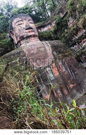 The Leshan Giant Buddha is a 71-meter 233 ft tall stone statue. Built between 713 and 803 during the Tang Dynasty. Sichuan province in China near the city of Leshan.