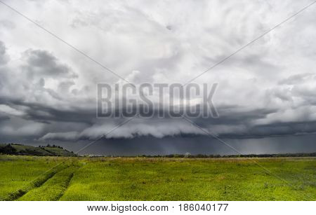 A huge rain cloud over the valley.