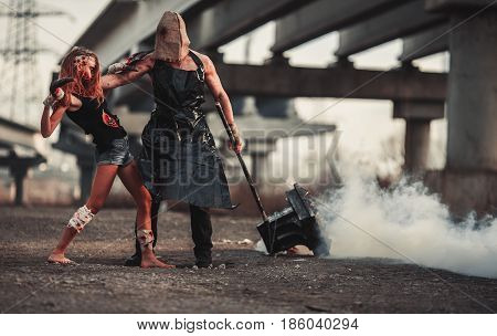 Battle of two mutants. They fight. Imitation.