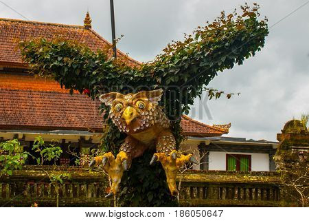 Sculpture Of A Bird. The Bird's Wings Made From The Leaves Of Trees. Bali, Indonesia.