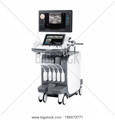 Ultrasound Machine Isolated On White Background. Ultrasonography Machine. Medical Device. Medical Di