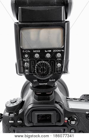 GOMEL BELARUS - May 12 2017: Canon 6d camera with lens on a white background. Canon is the world's largest SLR camera manufacturer