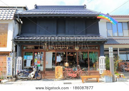 NAGANO JAPAN - APRIL 19, 2017: Traditional handicraft shop on historical Nakamachi street in Matsumoto.