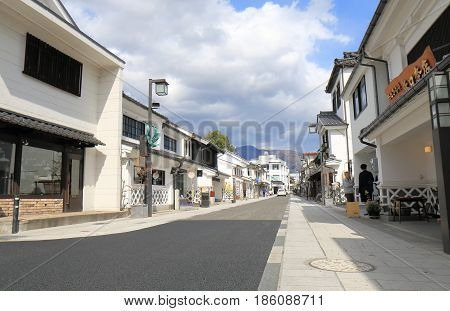 NAGANO JAPAN - APRIL 19, 2017: Unidentified people visit historical Nakamachi street in Matsumoto.