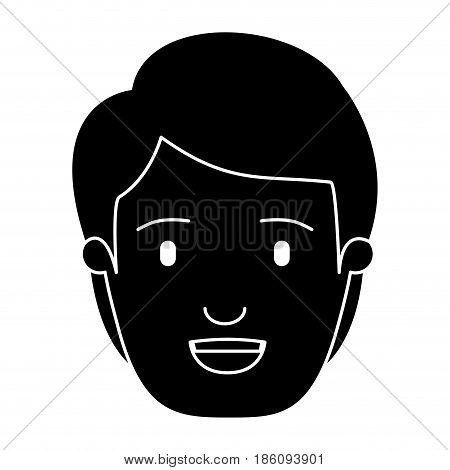 silhouette black front view face man with hairstyle vector illustration