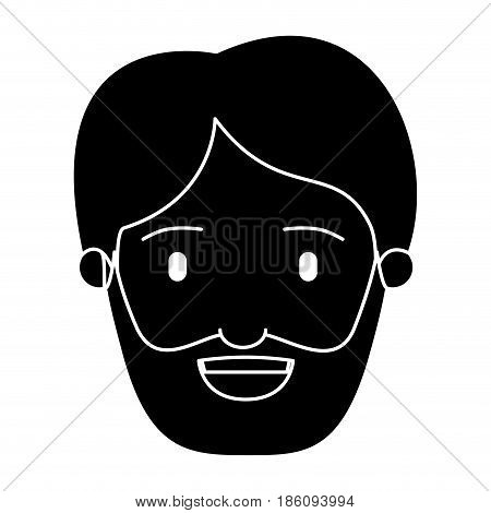 silhouette black front view face man bearded vector illustration