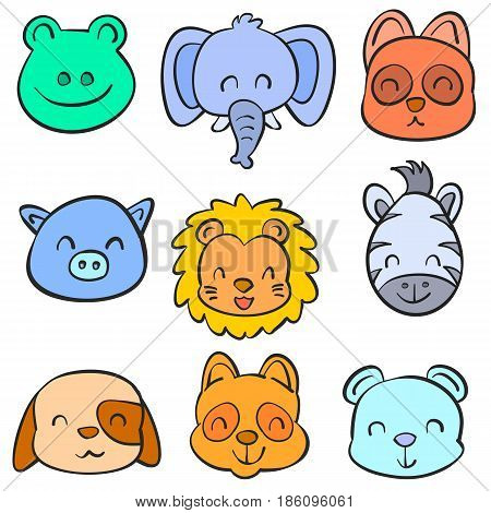 Collection stock animal hand draw doodles vector illustration