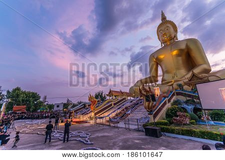 ANGTHONG THAILAND - NOVEMBER 19 2016: Angthong local government in hold mourning ceremony for tha passing of Hisd Majesty King Bhumibol Adulyadej at Watmoung temple in Angthong.