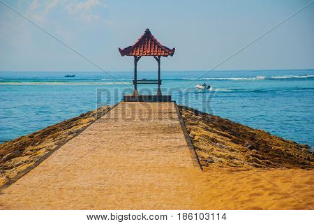 Beautiful Gazebo Pavilion On The Beach Benoa. Bali, Indonesia.tanjung Benoa. Nusa Dua.