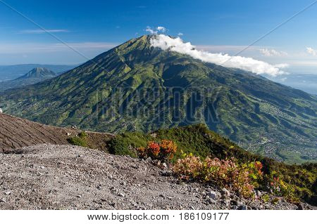Green Mt. Merbabu. View From Merapi Volcano.