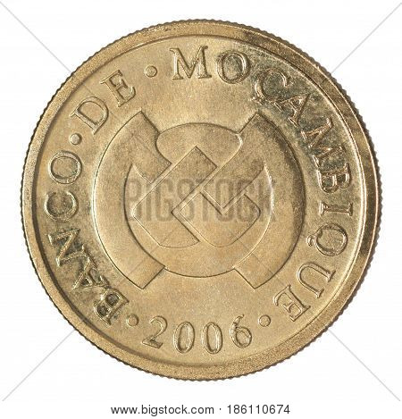 Coin 20 centavos Mozambique isolated on white background